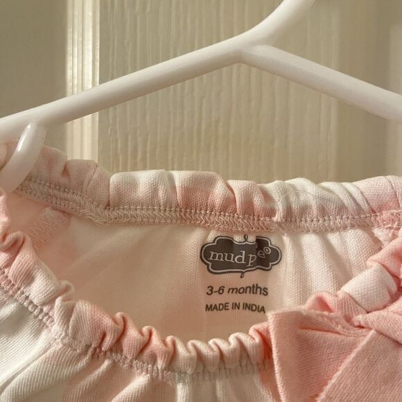 Mud Pie Fruit Applique Sleeper Footie Pink Gingham Girls Size 3-6 Months NWT - Picture 6 of 10